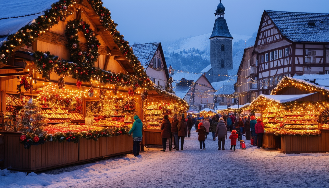 découvrez le marché de noël à turckheim, une tradition festive incontournable. plongez dans l'ambiance magique des fêtes de fin d'année avec ses chalets en bois, ses artisans locaux, et ses délicieuses spécialités culinaires. une expérience chaleureuse pour toute la famille qui émerveillera petits et grands.